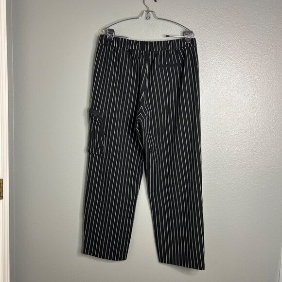 Collusion Pinstripe Wide Leg Crop‎ Pant Cargo Pocket Black White Streetwear 10 - Picture 8 of 11